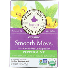 Load image into Gallery viewer, TRADITIONAL MEDICINALS: Organic Smooth Move Peppermint Herbal Tea 16 Tea Bags, 1.13 oz