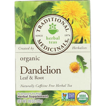 Load image into Gallery viewer, TRADITIONAL MEDICINALS: Organic Dandelion Leaf & Root Caffeine Free Herbal Tea 16 Tea Bags, 0.99 oz
