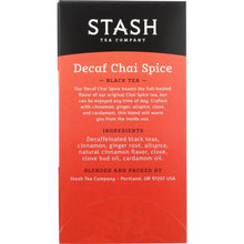 Load image into Gallery viewer, STASH TEA: Decaf Tea Chai Spice 18 Tea Bags, 1.1 oz