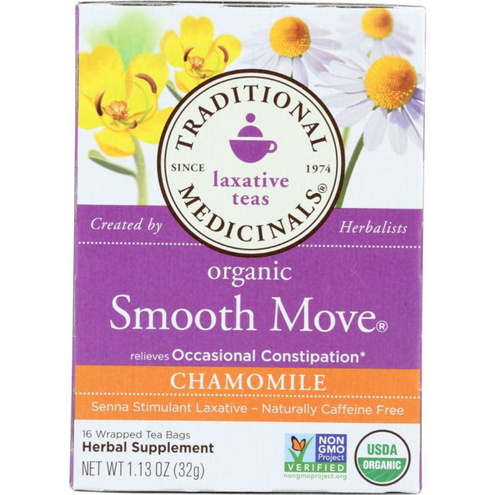 TRADITIONAL MEDICINALS: Organic Smooth Move Chamomile Herbal Tea 16 Tea Bags, 1.13 oz