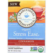 Load image into Gallery viewer, TRADITIONAL MEDICINALS: Organic Stress Ease Cinnamon Tea 16 Tea Bags, 0.85 oz
