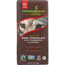 Load image into Gallery viewer, ENDANGERED SPECIES: Dark Chocolate Bar with Cranberries &amp; Almonds, 3 oz
