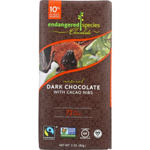 Load image into Gallery viewer, ENDANGERED SPECIES: Natural Dark Chocolate Bar with Cacao Nibs, 3 oz
