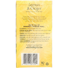 Load image into Gallery viewer, TWININGS OF LONDON: Herbal Lemon &amp; Ginger Naturally Caffeine Free, 20 Tea Bags, 1.06 oz
