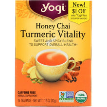 Load image into Gallery viewer, YOGI TEAS: Honey Chai Turmeric Vitality Tea, 16 bg
