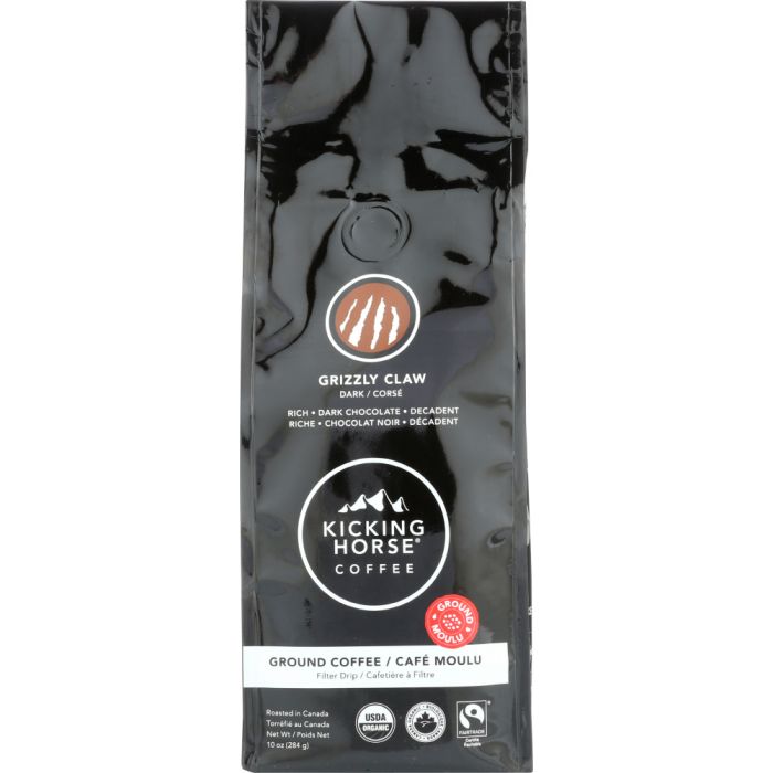 KICKING HORSE: Grizzly Claw Ground Coffee Dark Roast, 10 oz