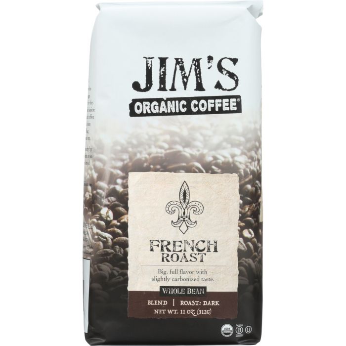 JIMS ORGANIC COFFEE: Organic French Roast Whole Bean Coffee, 11 oz