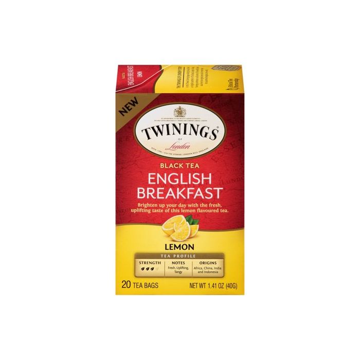 TWINING TEA: English Breakfast Lemon Black Tea, 20 bg