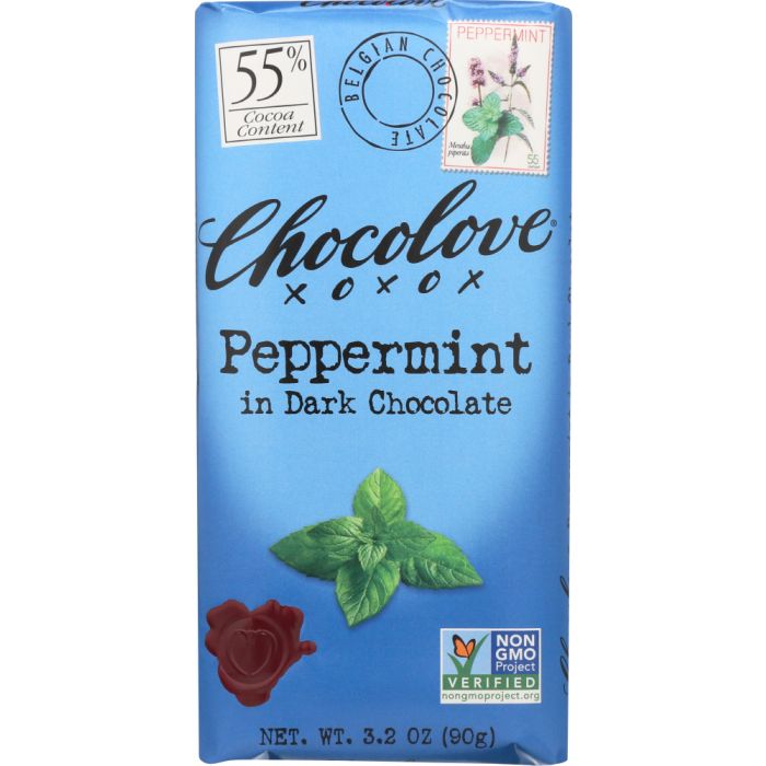 CHOCOLOVE: Peppermint In Dark Chocolate Bar, 3.2 oz