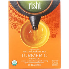 Load image into Gallery viewer, RISHI TEA: Turmeric Ginger Tea 15 Tea Bags, 49.5 gm
