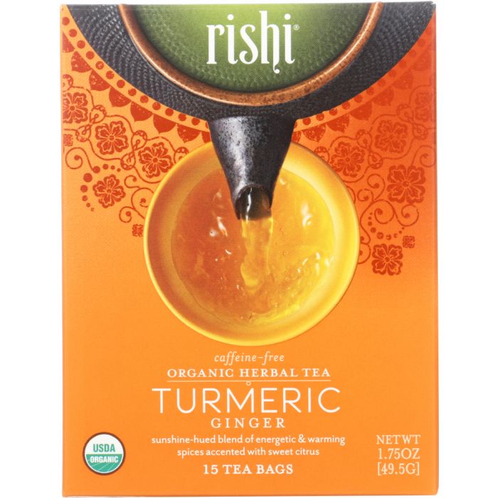 RISHI TEA: Turmeric Ginger Tea 15 Tea Bags, 49.5 gm