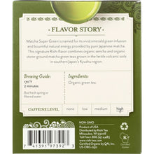 Load image into Gallery viewer, RISHI TEA: Matcha Super Green Tea 15 Tea Bags, 40.5 gm
