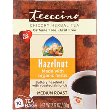 Load image into Gallery viewer, TEECCINO: Chicory Herbal Tea Medium Roast Caffeine Free Hazelnut 10 Tea Bags, 2.12 Oz
