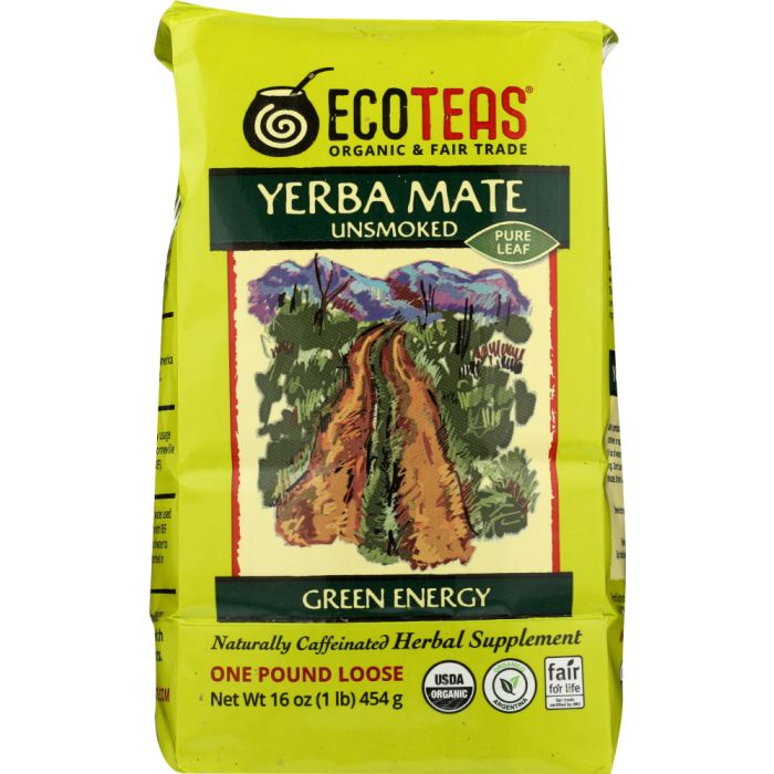 ECO TEAS: Yerba Mate Pure Leaf Loose Tea Green Energy Unsmoked, 16 oz