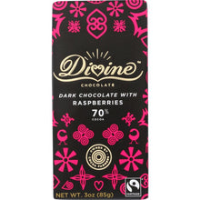 Load image into Gallery viewer, DIVINE CHOCOLATE: 70% Dark Chocolate Bar with Raspberries, 3 oz
