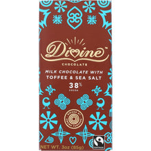 Load image into Gallery viewer, DIVINE CHOCOLATE: Chocolate Bar Milk Toffee Sea Salt, 3 oz
