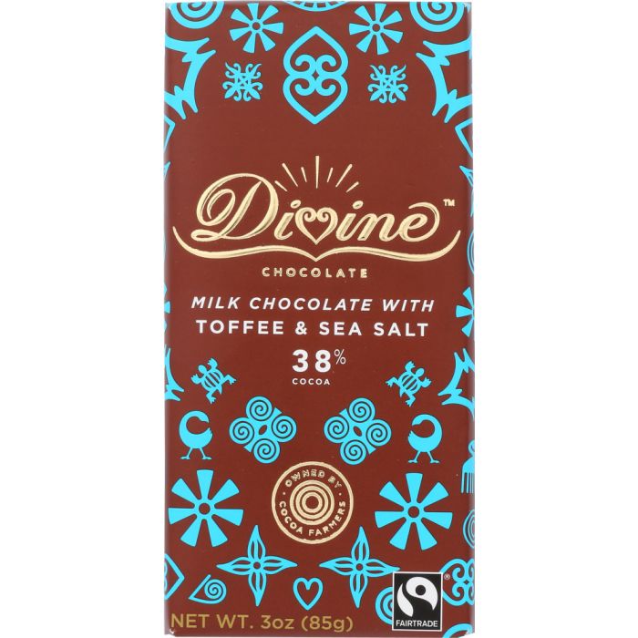 DIVINE CHOCOLATE: Chocolate Bar Milk Toffee Sea Salt, 3 oz