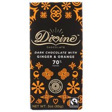 Load image into Gallery viewer, DIVINE CHOCOLATE: Chocolate Bar Dark Ginger Orange, 3 oz
