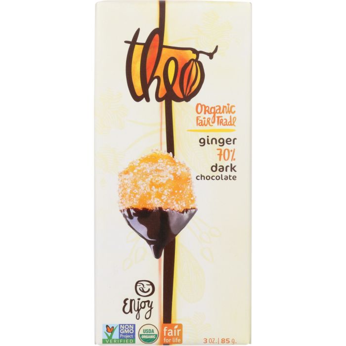 THEO CHOCOLATE: Ginger Dark Chocolate Bar, 3 oz