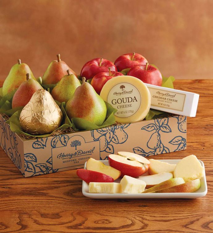 Classic Pears, Apples, and Cheese Gift Basket