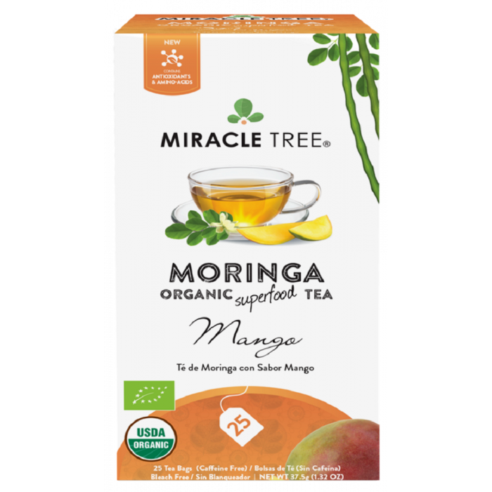 MIRACLE TREE: Organic Moringa Superfood Mango Tea, 25 bg