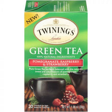 Load image into Gallery viewer, TWININGS OF LONDON: Green Tea Pomegranate Raspberry &amp; Strawberry, 20 Tea Bags, 1.06 Oz
